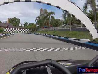 Real amateur Asian teen amateur GF from Thailand go karting and dirty movie