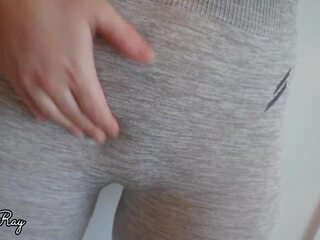 Cumming in her kathok and yoga pants pull them up: bayan clip b1