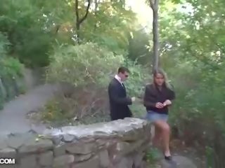 Outdoor xxx movie scene with a blonde